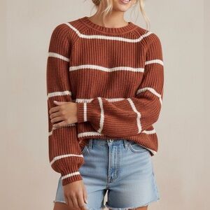 FAHERTY Seasons Sweater Spice Stripe Cotton Bamboo Knit
